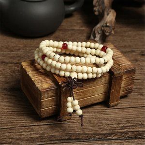 White Sandalwood Tibetan Buddhist Mala Bracelet